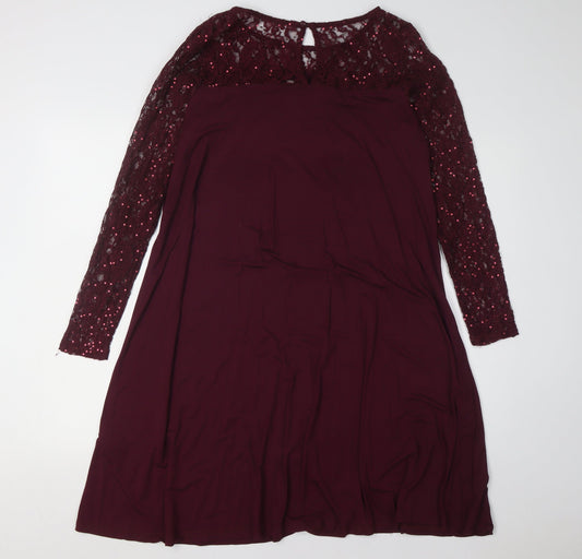 JoJo Maman Bébé Red Sequin Long Sleeve Maternity Dress