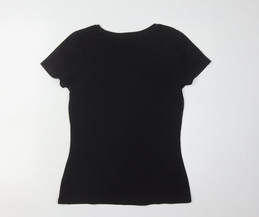 Boden Women's Black Round Neck T-Shirt - Medium