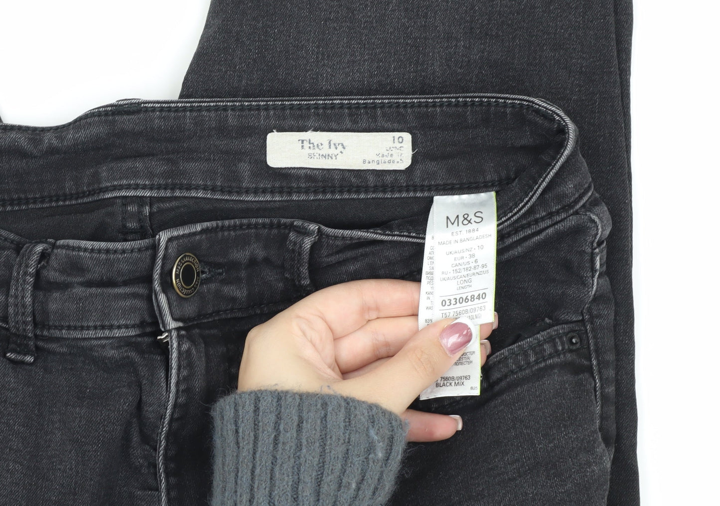 Womens UK Size 10 Marks and Spencer Slim Fit Skinny Black Jeans