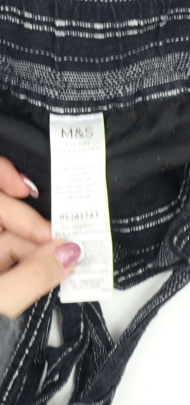 Womens UK Size M Marks and Spencer Relaxed Fit Cropped Black Trousers