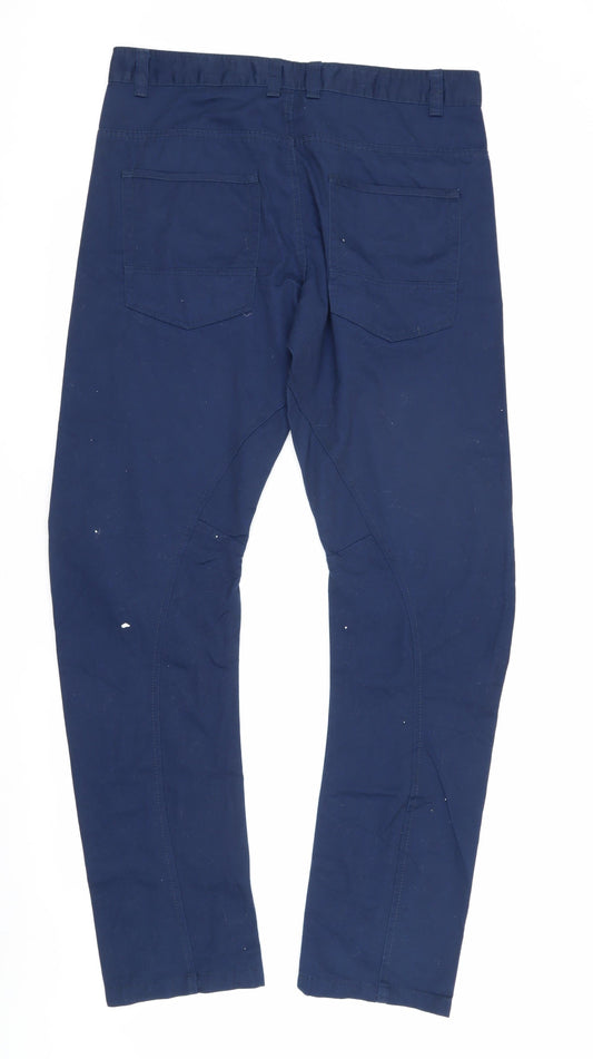 Crafted Men's Blue Large Trousers with Pockets