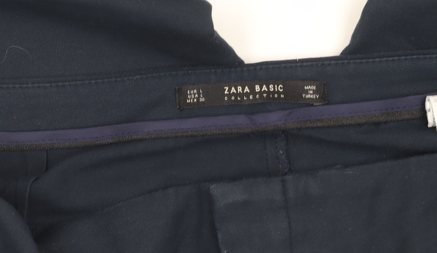 Womens UK Size L Zara Regular Fit Casual Blue Trousers