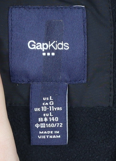 GapKids Girls Black Long Hooded Puffer Jacket 10-11 Years
