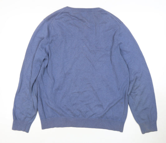 Izod Men's Blue V-Neck Pullover Jumper, Size M