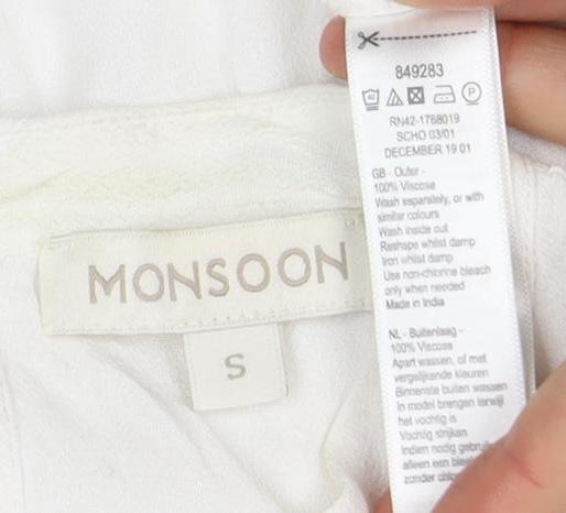 Womens UK Size S Monsoon White Basic Blouse
