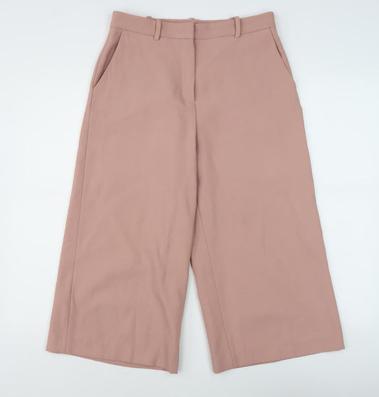 Womens UK Size S Zara Basic Regular Fit Pink Trousers