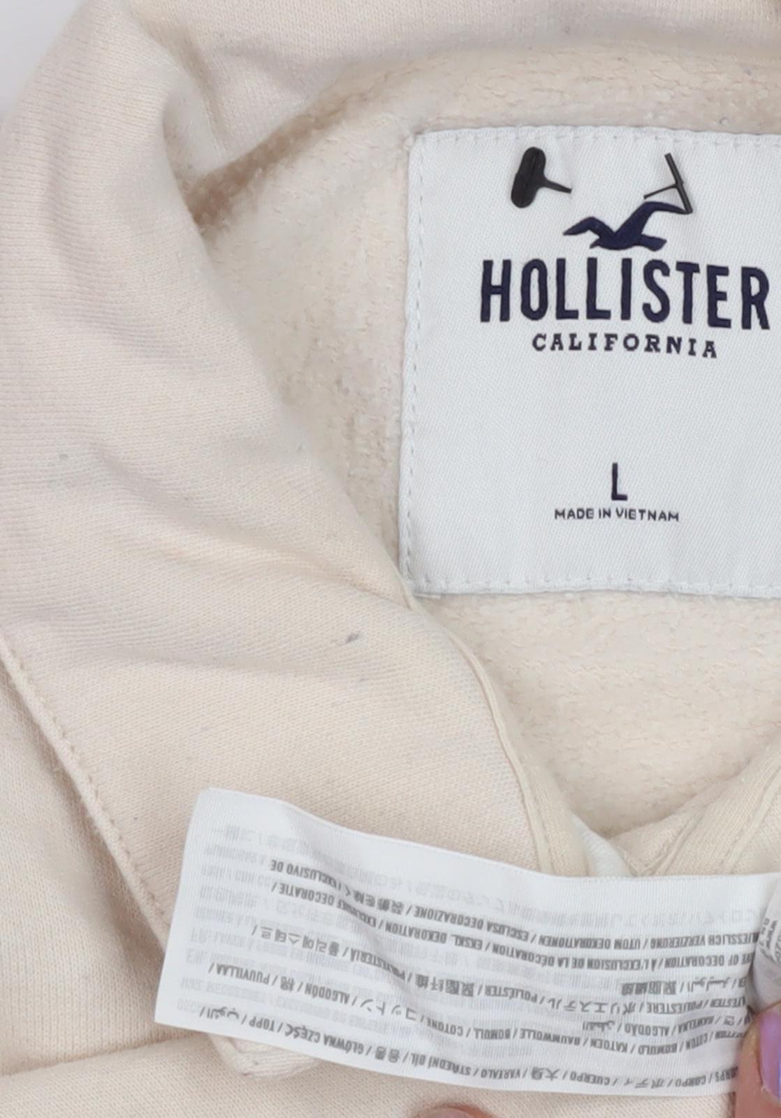 Hollister Women's Ivory Collared Henley Sweatshirt L