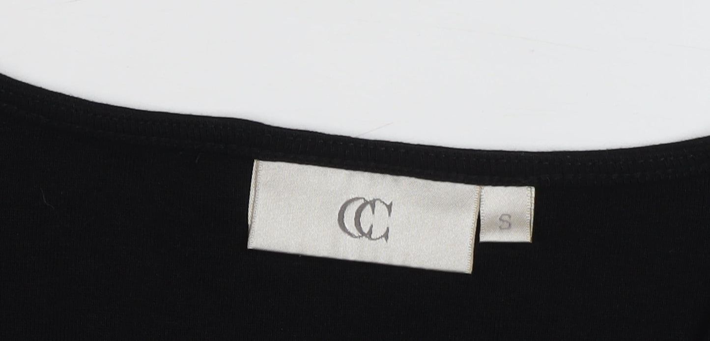 Womens UK Size S CC Black Basic T-Shirt