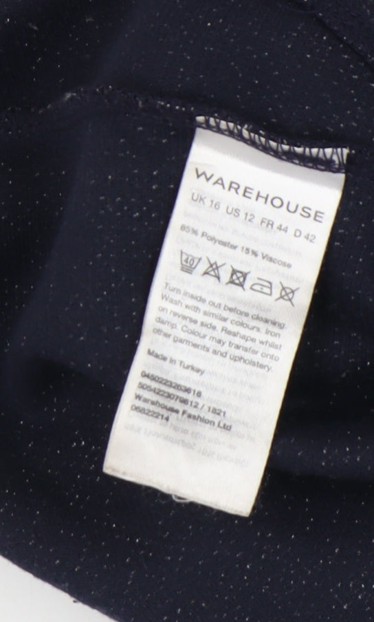 Womens UK Size 16 Warehouse Regular Fit Cropped Black Trousers
