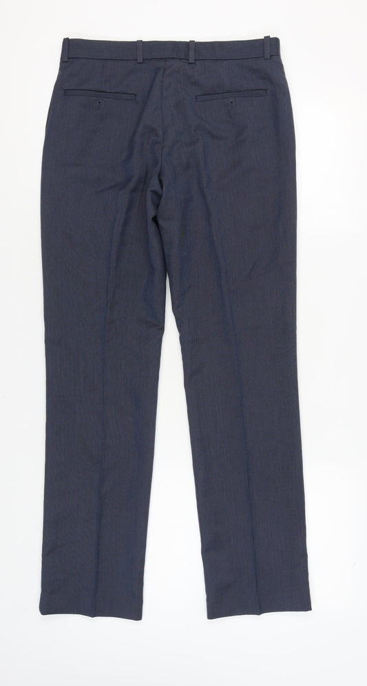 Perry Ellis Men's Blue Slim Fit Dress Trousers