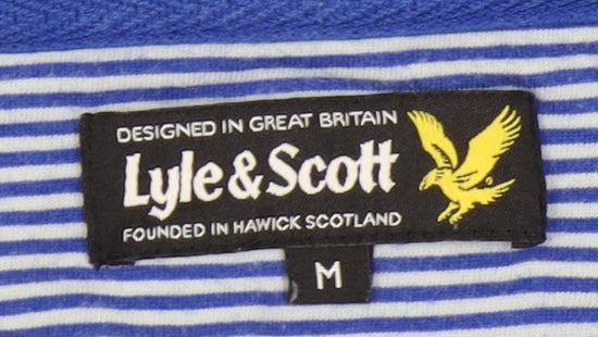 Lyle & Scott Men's Blue Striped Crew T-Shirt - Medium