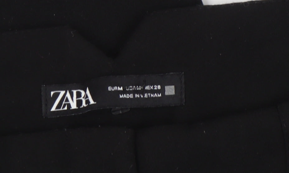 Womens UK Size M Zara Regular Fit Cropped Black Trousers