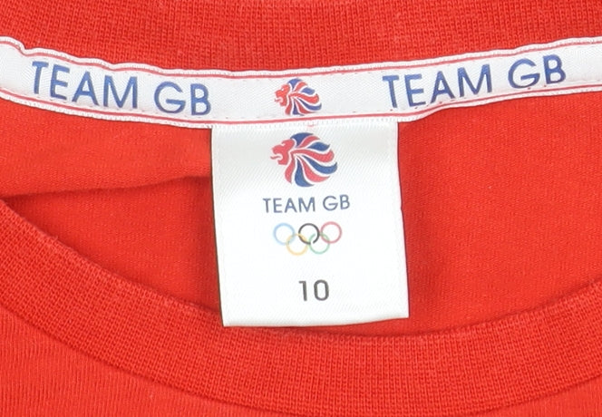 Womens UK Size 10 Team GB Red Basic T-Shirt