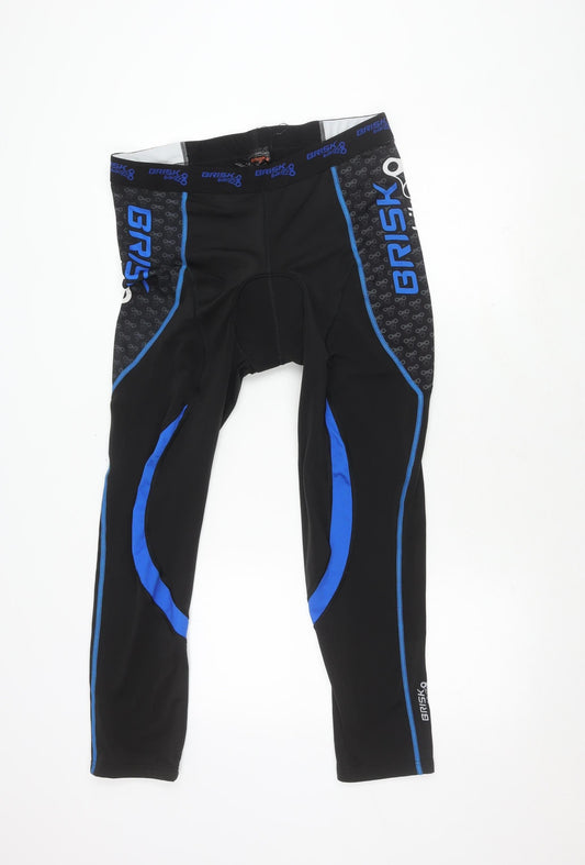 Mens UK Size XL Brisk Bike Slim Fit Compression Black Leggings