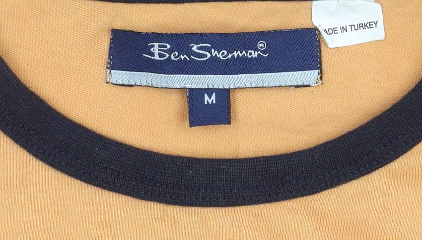 Brand and care label for Ben Sherman unisex orange t-shirt m short sleeve