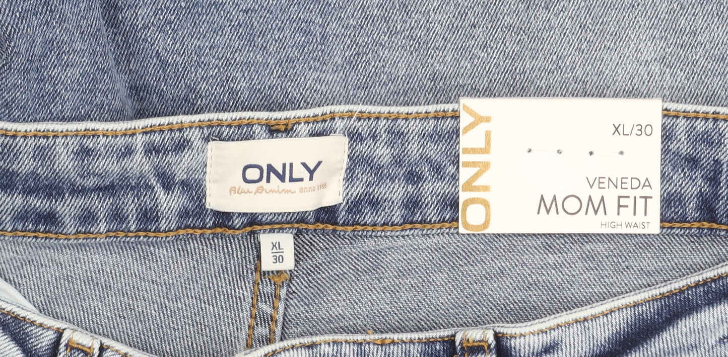 ONLY Women's Blue Mom Fit Jeans XL High Rise Denim