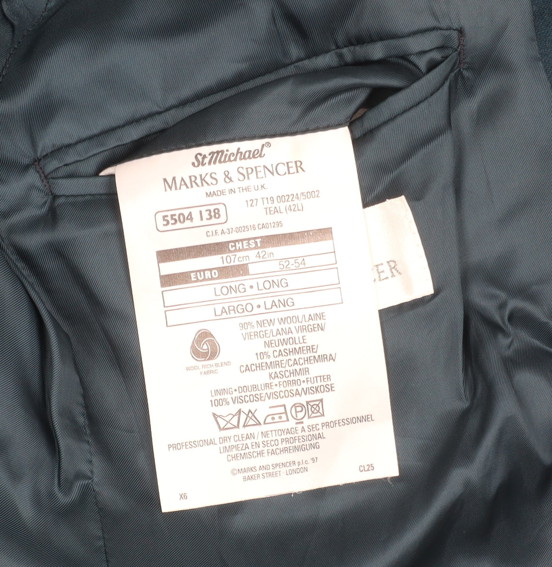 Mens UK Size 42 Marks and Spencer Regular Blue Suit Jacket