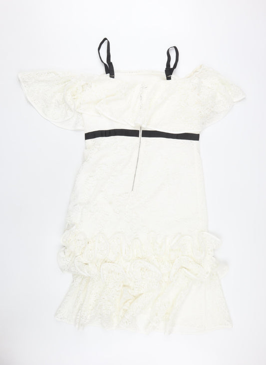 V by Very Women's Ivory Off Shoulder Party Dress Size 14