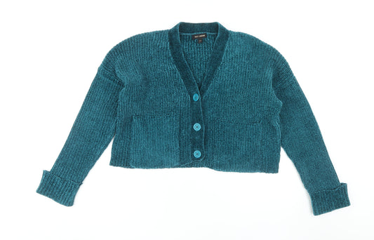 Womens UK Size M QED London Blue Cardigan Jumper