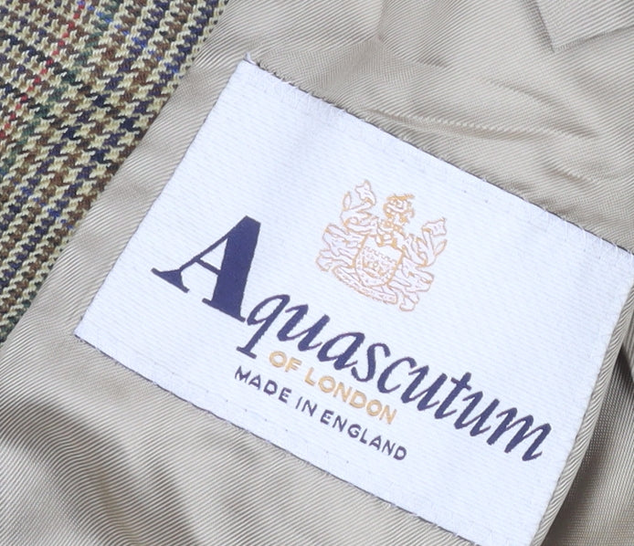 Aquascutum Men's Brown Check Blazer Wool 42R Classic