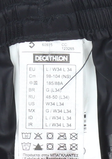 Decathlon Men's Black Windbreaker Trousers Size L