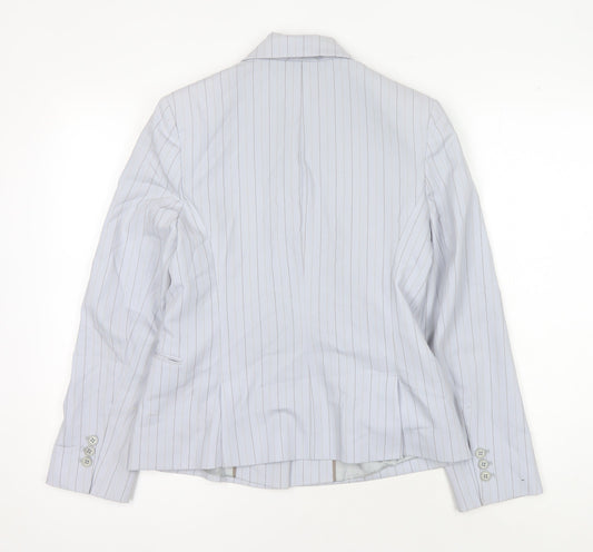 Precis Petite Women's White Pinstripe Blazer Size 10