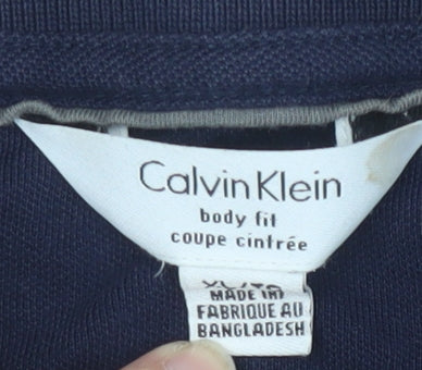 Calvin Klein Men's Blue Cotton Polo Slim Fit