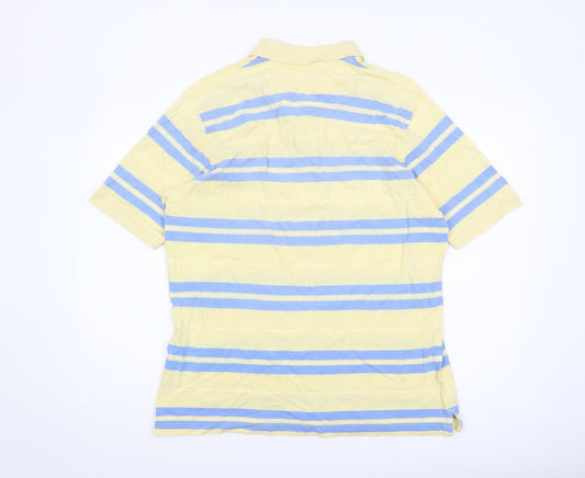 EWM Men's Yellow Striped Polo Shirt Medium