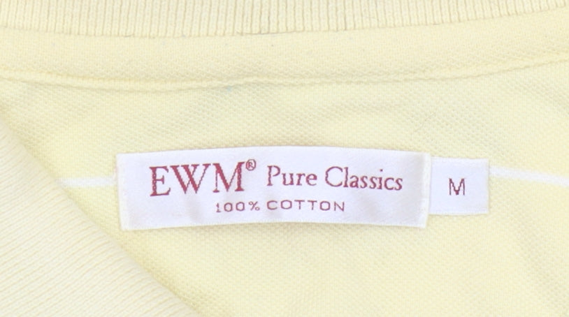 EWM Men's Yellow Striped Polo Shirt Medium