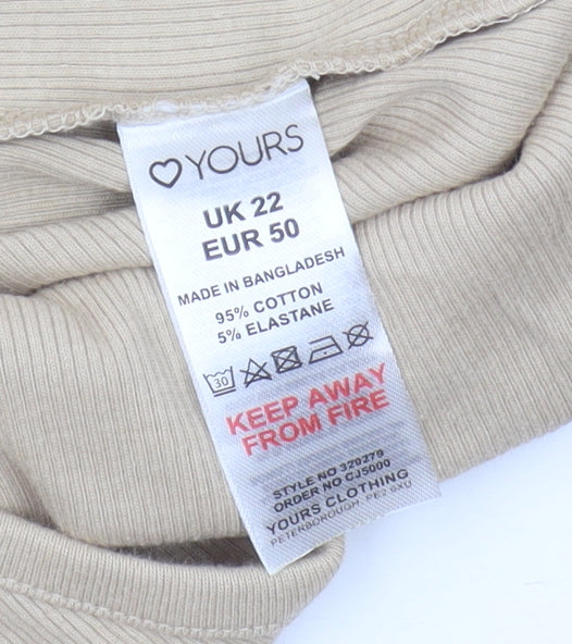 Yours Clothing Women's Beige Long Sleeve Bodysuit UK 22