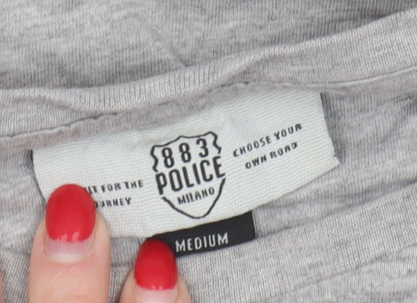 883 Police Men's Grey Graphic T-Shirt, Size M