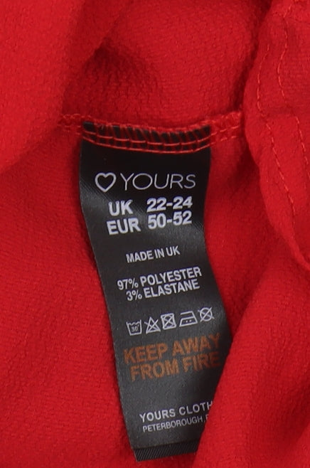 Womens UK Size 22-24 Yours Red Wrap Blouse