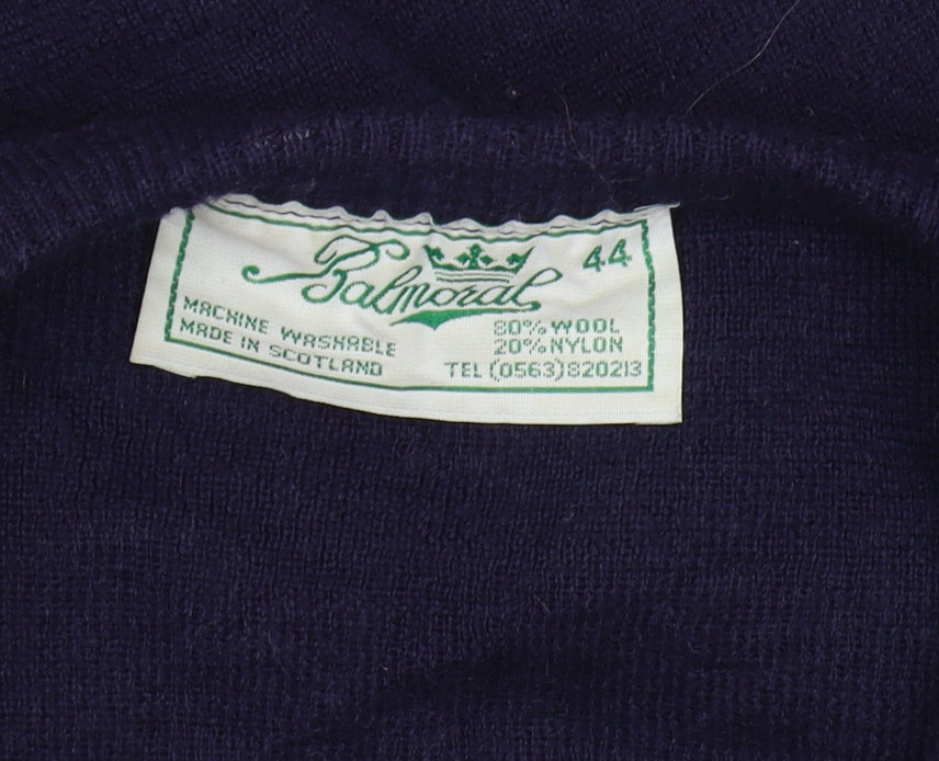 Balmoral Men’s Blue Wool V-Neck Pullover Jumper, Size L