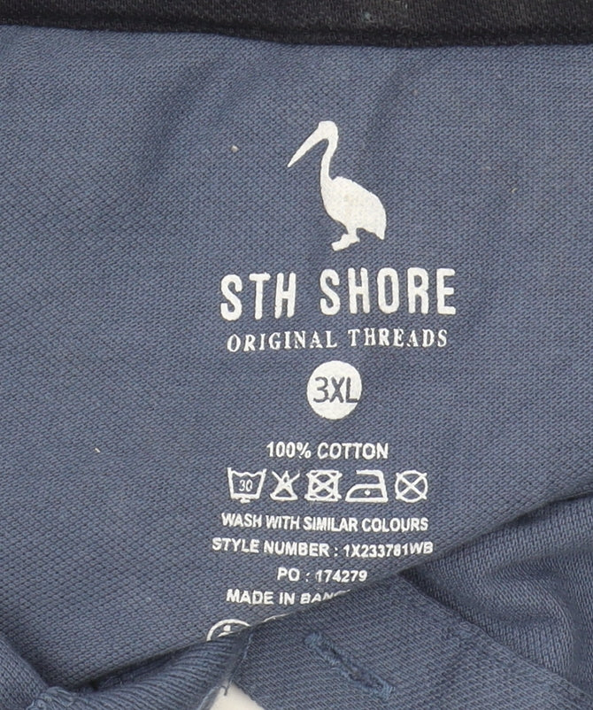 STH SHORE Men's Blue Polo Shirt, 3XL Cotton Casual