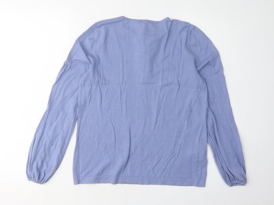 Laura Ashley Women's Blue Long Sleeve Ruffle Jumper Size 12