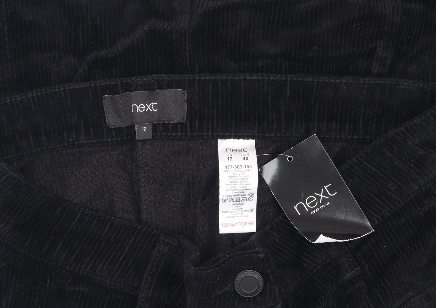 Next Women's Black A-Line Corduroy Skirt Size 12