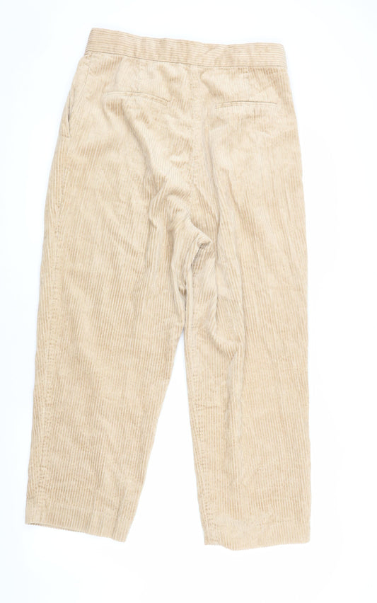 Womens UK Size 14 H&M Regular Fit Cropped Beige Trousers
