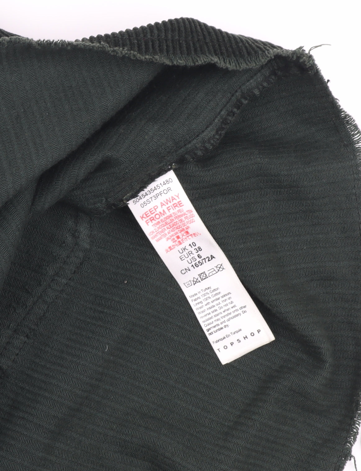 Womens UK Size 10 Topshop Straight & Pencil Corduroy Skirt