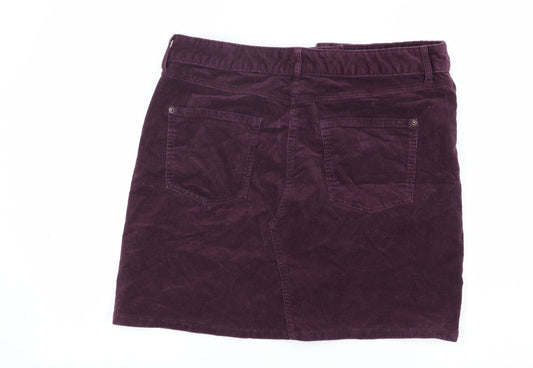 Marks and Spencer Women's Purple Corduroy Skirt, Size 14
