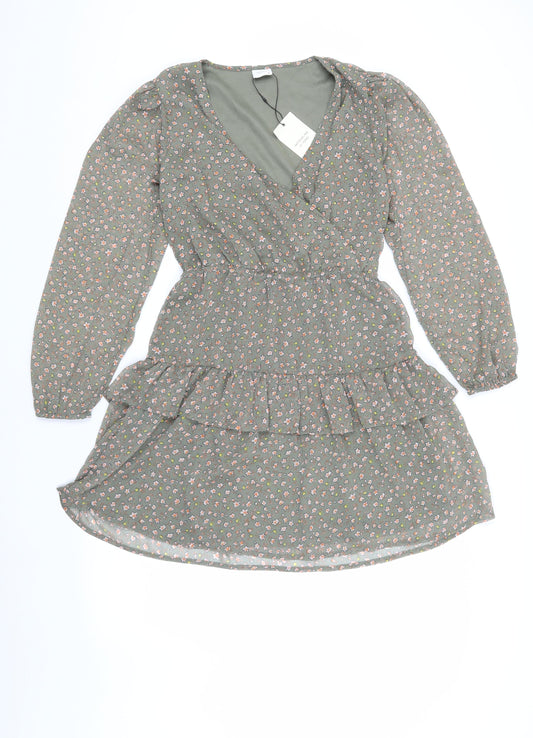 Additional front view of Jacqueline de Yong Women's Floral Wrap Dress, size 6