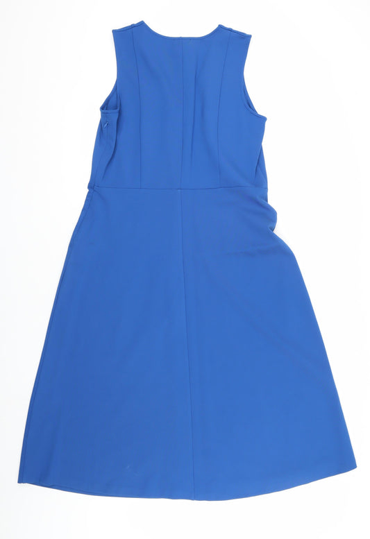 Jigsaw Blue V-Neck Sleeveless Dress Women L