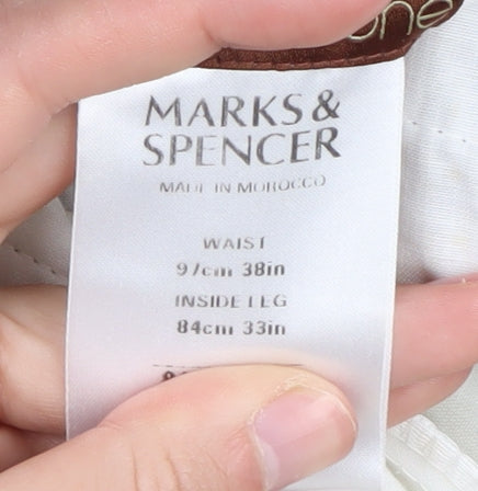 Marks & Spencer Beige Pleated Men's Trousers - 38 in Waist