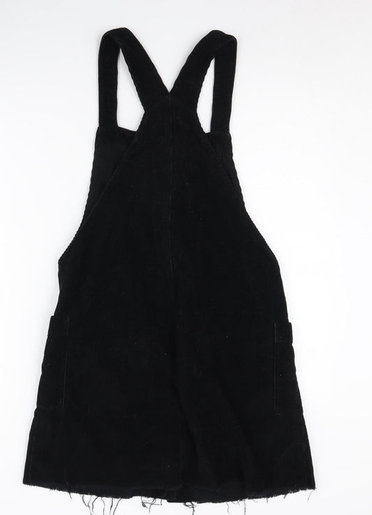 River Island Black Corduroy Pinafore Dress, Size 10