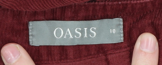 Oasis Women's Red Cotton Corduroy Pencil Skirt Size 10