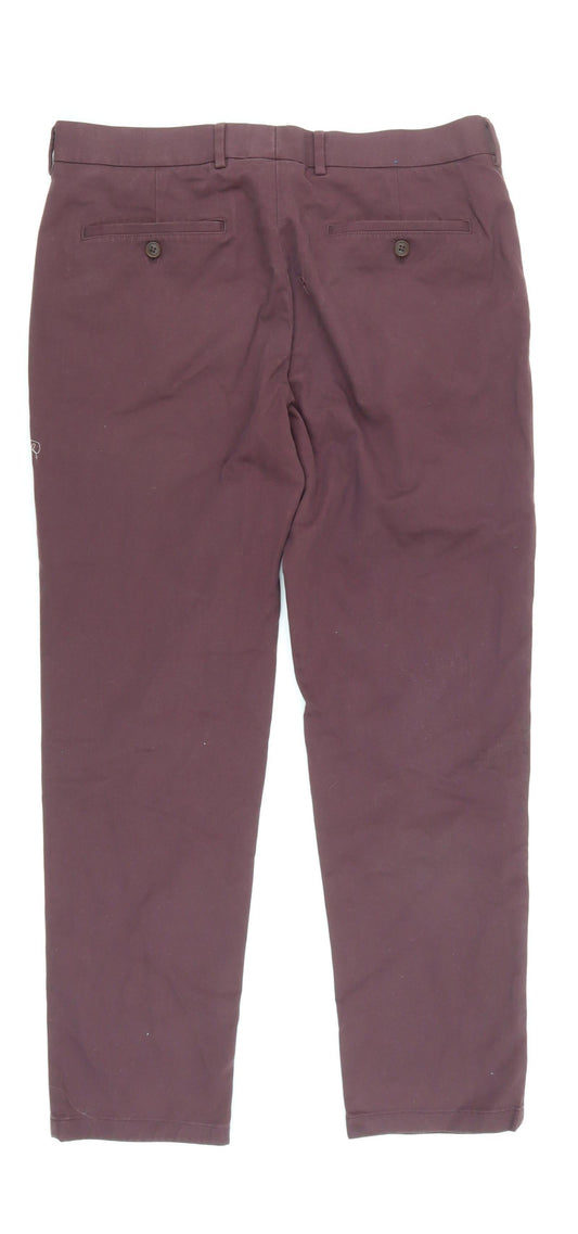Mens UK Size 34W Charles Tyrwhitt Slim Fit Brown Trousers