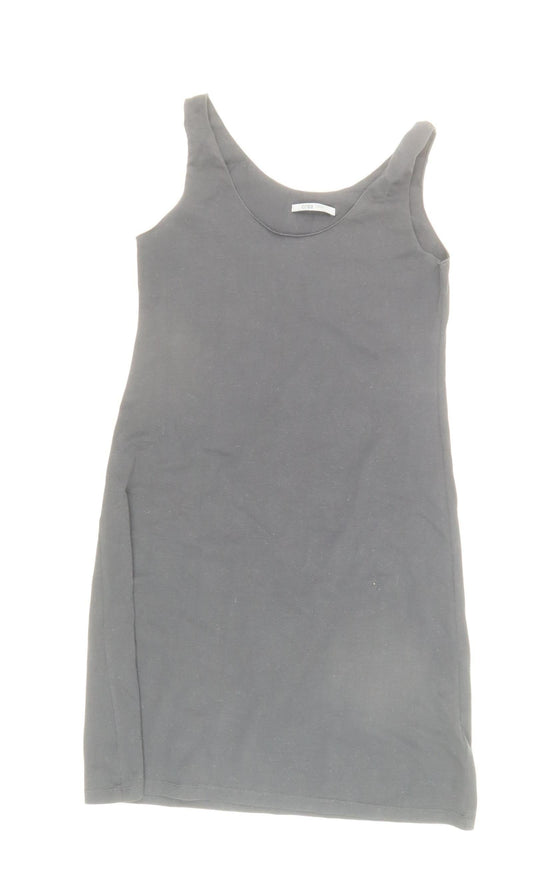Additional front view of Crea Concept Black Sleeveless Slip Dress, size 12