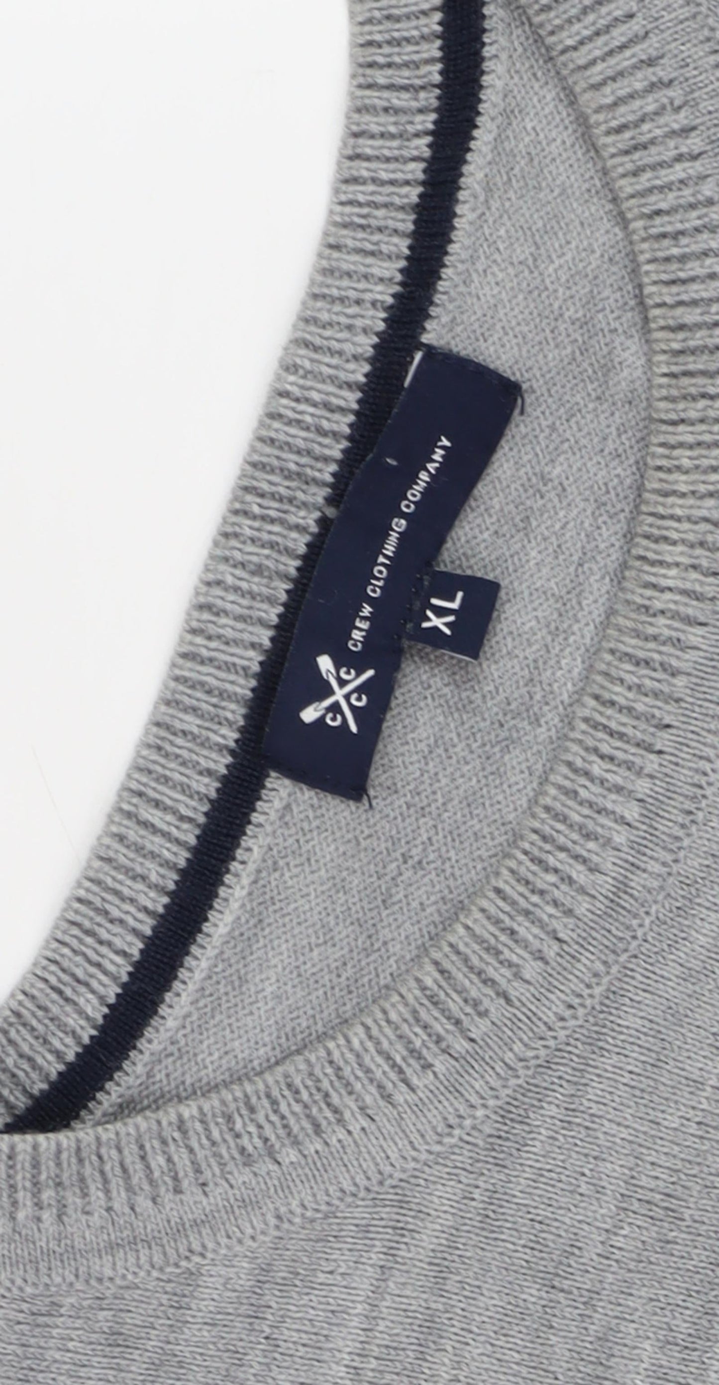 Crew Clothing Mens Grey Striped XL Pullover Jumper