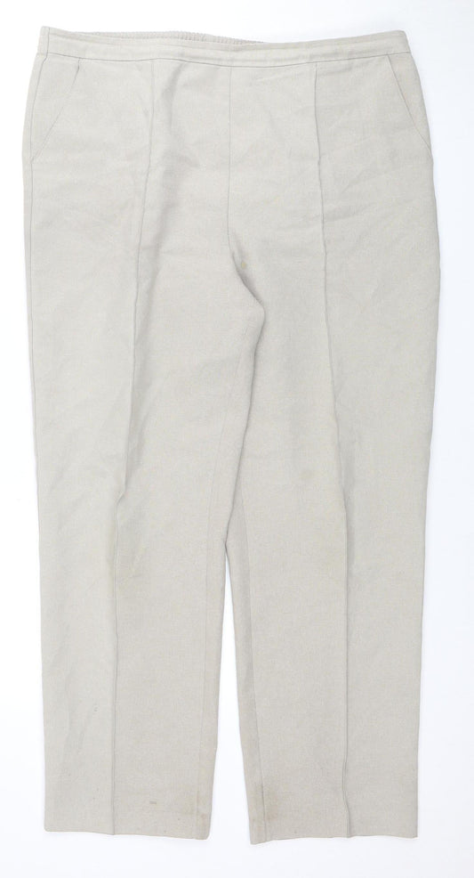 Womens UK Size 16 Isle Regular Fit Beige Trousers