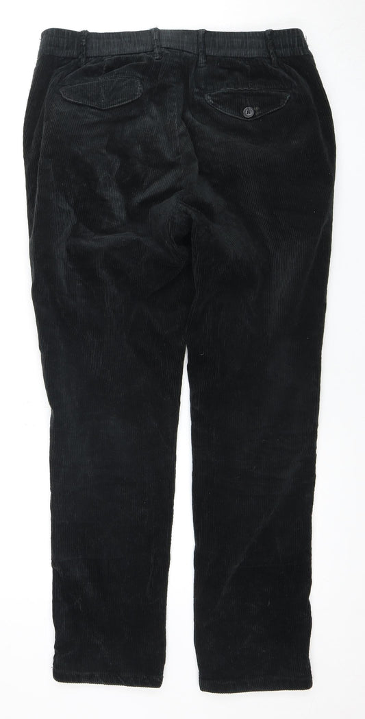 Next Men's Black Corduroy Trousers 32 Regular Fit