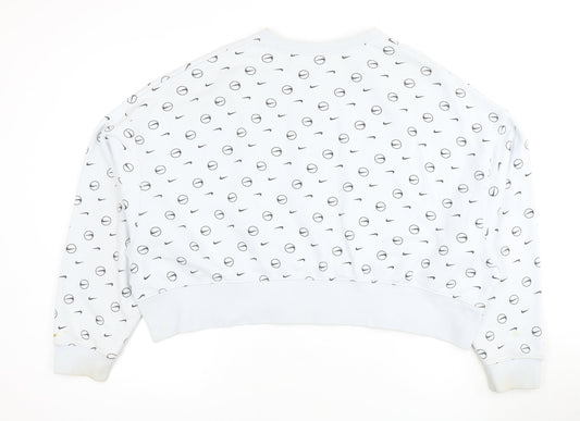 Nike Unisex White Medium Pullover Sweatshirt, Graphic Logo